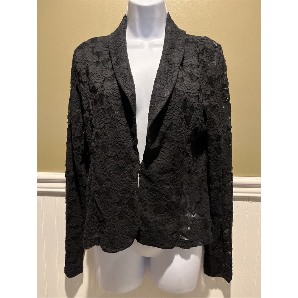 INC Black Lace Blazer – Sheer Back Bolero Women’s Medium